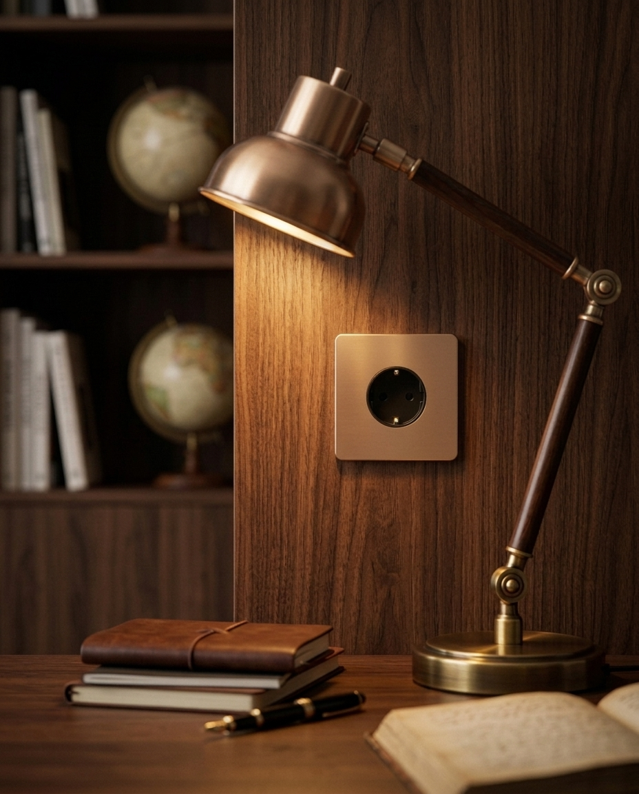 Wandcontactdoos Schuko 16A — Klassiek — Goud - Goud — Sfeerbeeld