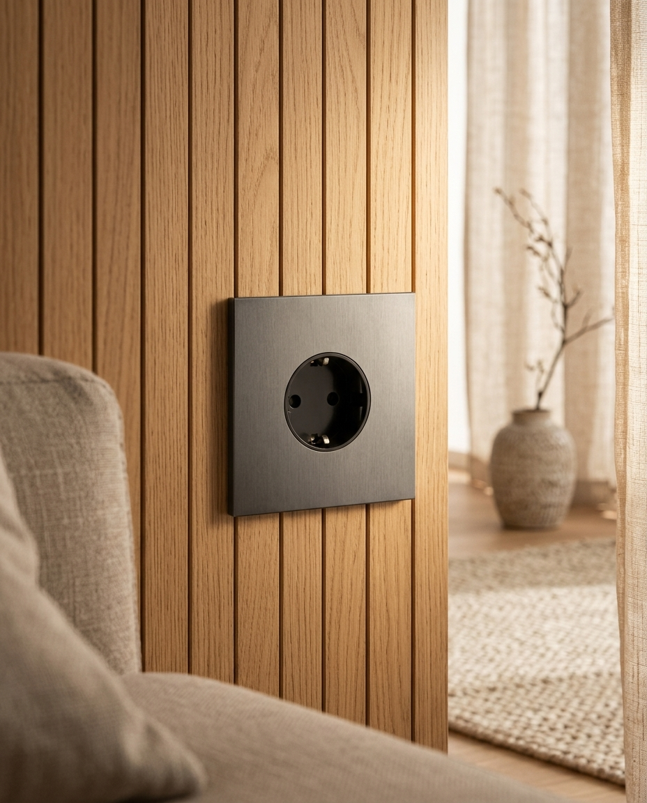 Wandcontactdoos Schuko 16A — Modern — Grijs - Grijs — Sfeerbeeld